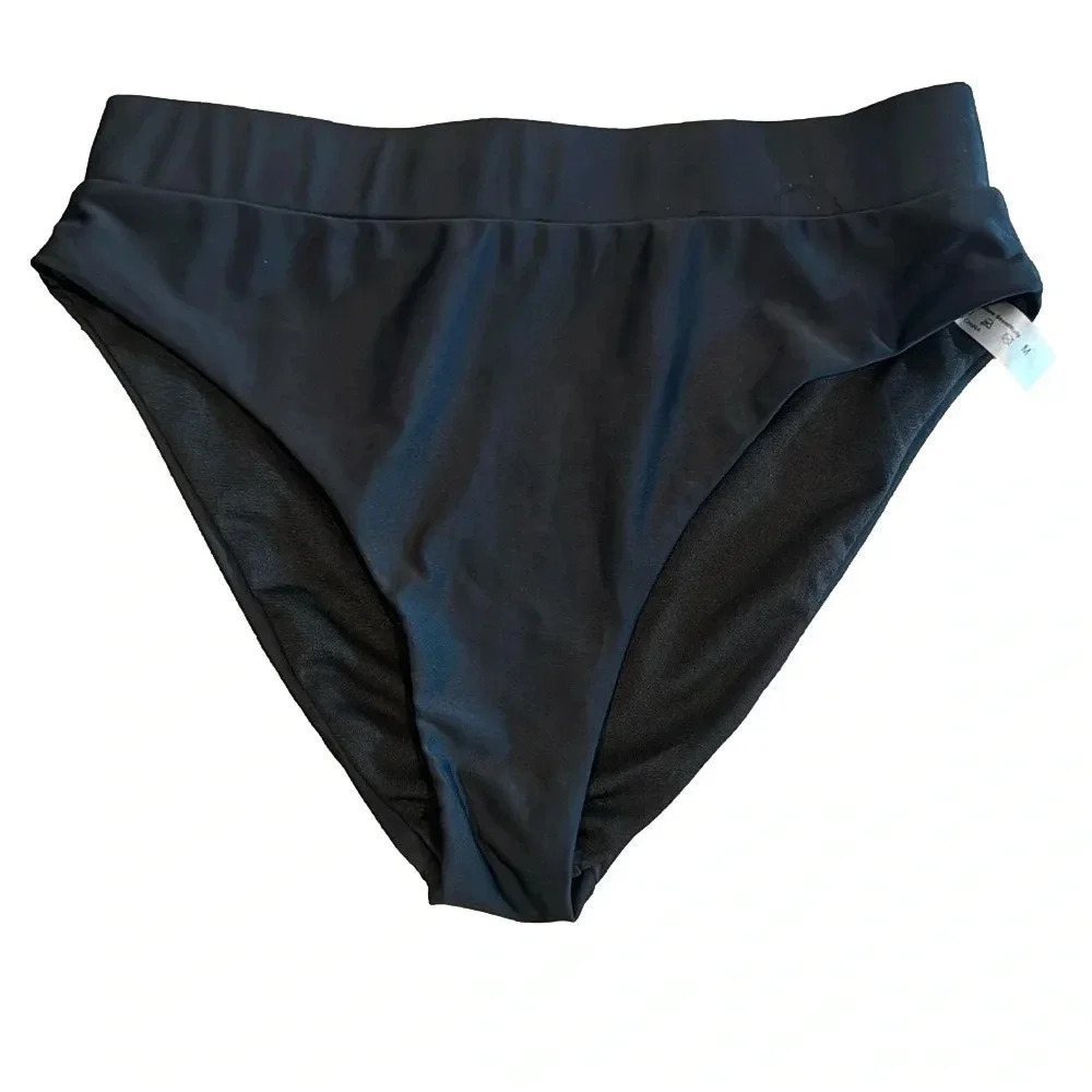 🩶Solid black, high waisted bikini bottom
